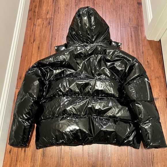AOC Patent Black Coat Jacket Sexy Winter Ready size small EUC $$$ - Picture 9 of 11